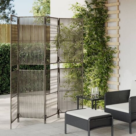 Paravent 4-tlg. Grau Poly Rattan vidaXL