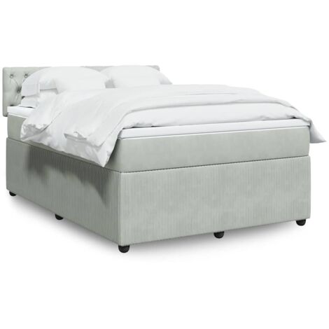 Bettgestell mit Lattenrost und Matratze Grau 140x190cm Velours