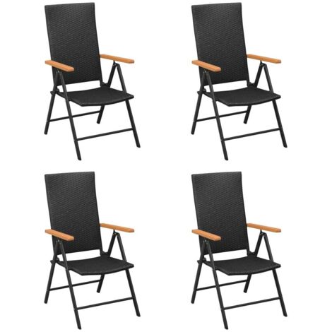 Gartenstühle 4 Stk. Poly Rattan Schwarz vidaXL
