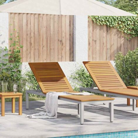 Sonnenliege Grau 200x55x35 cm Massivholz Akazie vidaXL612693