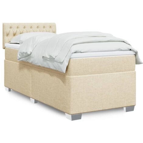 Boxspringbett mit Matratze Creme 90x190 cm Stoff vidaXL