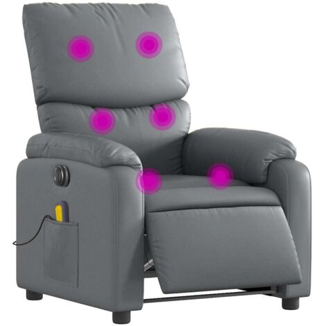 vidaXL Elektrischer Relaxsessel mit Massagefunktionen in Grau aus Kunstleder