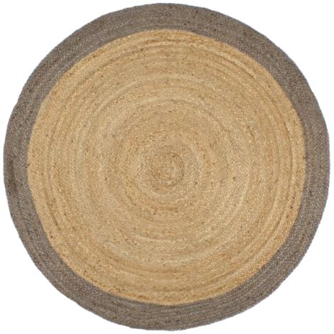vidaXL Teppich Handgefertigt Jute mit Grauem Rand 240 cm