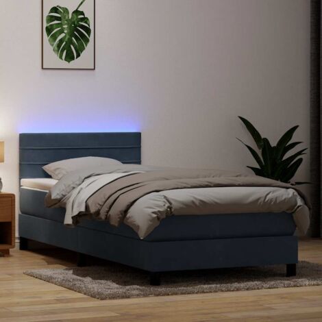 vidaXL Boxspringbett mit Matratze Dunkelgrau 90x220 cm Samt