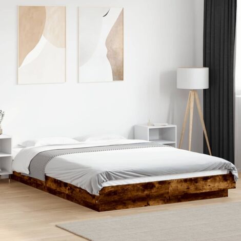 Bettgestell mit LED Räuchereiche 120x200cm Holzwerkstoff vidaXL (1/5)