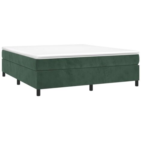 Bettgestell mit Lattenrost und Matratze Dunkelgrün 200x200cm Samt