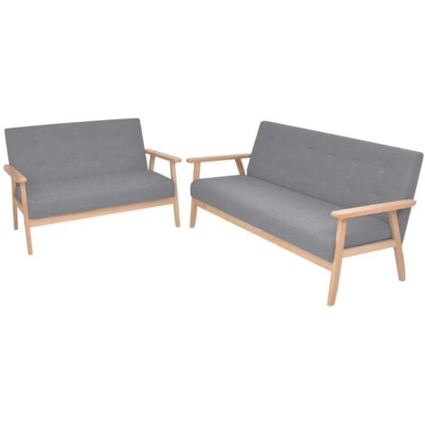 Sofa-Set 2-tlg. Stoff Hellgrau vidaXL