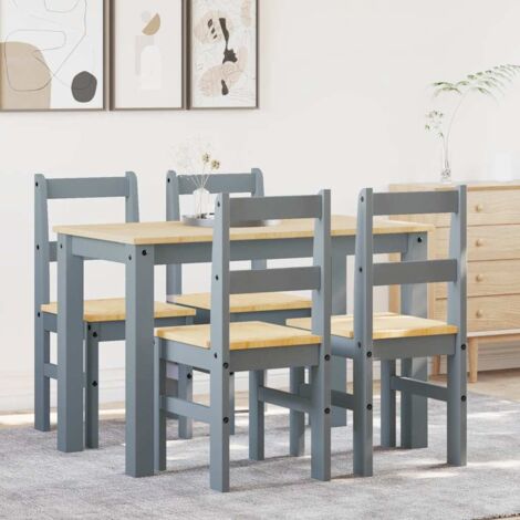 vidaXL 5-tlg. Essgruppe Panama Grau Massivholz Kiefer