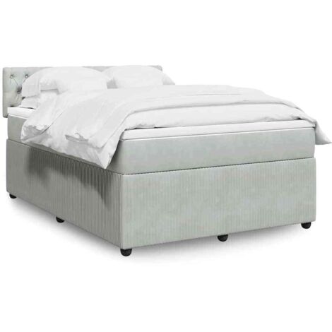 Boxspringbett mit Matratze Hellgrau 160x200 cm Samt vidaXL