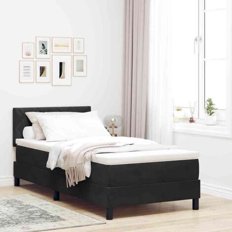Boxspringbett mit Kopfteil Schwarz 100 x 200 cm Samt vidaXL