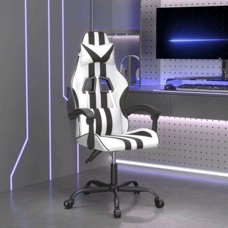 Gaming-Stuhl Drehbar Weiß und Schwarz Kunstleder vidaXL