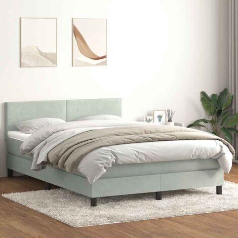 Boxspringbett mit Matratze Hellgrau 160x220 cm Samt vidaXL