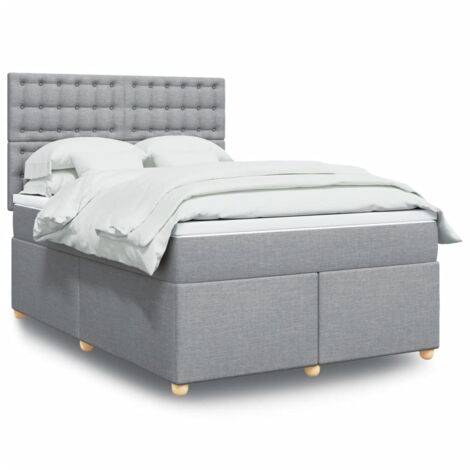 Boxspringbett mit Matratze Hellgrau 140x200 cm Stoff vidaXL