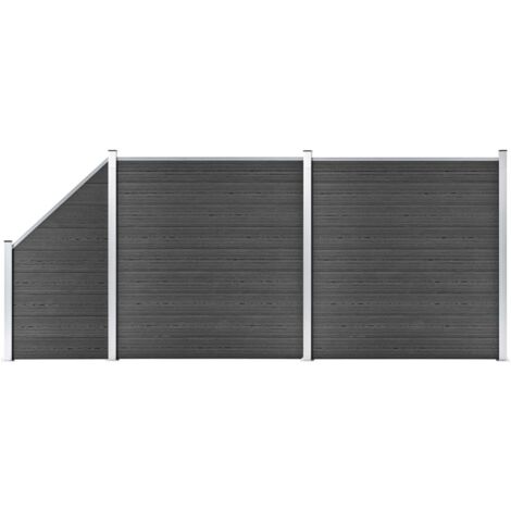 WPC Sichtschutzzaun-Set 446x(105-186) cm Schwarz