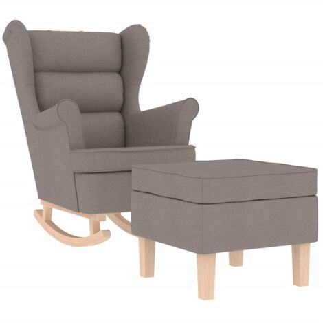 Schaukelstuhl mit Fußhocker Taupe Stoff vidaXL