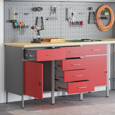 Werkstattschrank vidaxl 3 Stk 6 Schubladen 150x55x85 cm