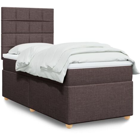 Boxspringbett mit Matratze Dunkelbraun 100x200 cm Stoff vidaXL