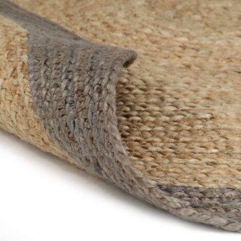 vidaXL Teppich Handgefertigt Jute mit Grauem Rand 210 cm