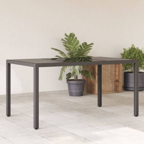Gartentisch mit Glasplatte Schwarz 150x90x75 cm Poly Rattan vidaXL (1/5)