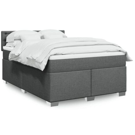 Boxspringbett mit Matratze Dunkelgrau 140x200 cm Stoff vidaXL