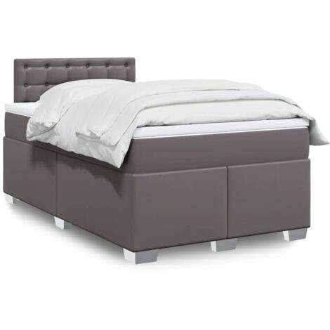 vidaXL Bettgestell mit Lattenrost und grauem Matratze 120x190 cm Kunstleder