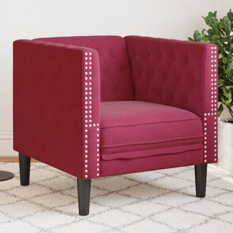 Chesterfield-Sessel Weinrot Samt vidaXL