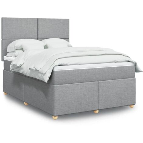 Boxspringbett mit Matratze Hellgrau 140x200 cm Stoff vidaXL