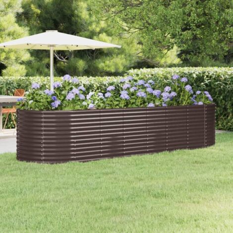 vidaXL Hochbeet Pulverbeschichteter Stahl 322x100x68 cm Braun