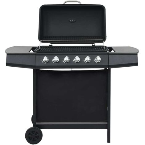 Gasgrill mit 6 Flammen Stahl Schwarz vidaXL