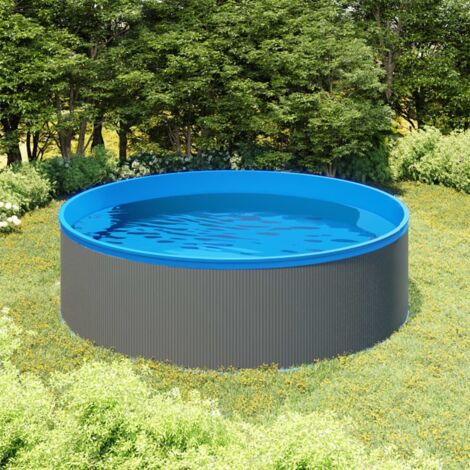 Planschbecken mit Einhängeskimmer und Pumpe 350x90 cm Grau vidaXL