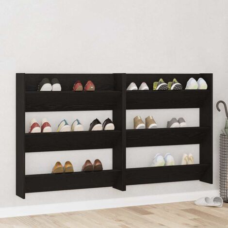 Wandschuhschränke mit Regal Schwarz Eichen-Optik Holzwerkstoff vidaXL