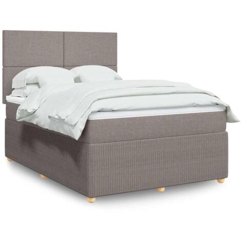 Boxspringbett mit Matratze Taupe 140x190 cm Stoff vidaXL (1/5)