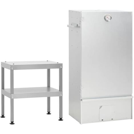 vidaXL Smoker mit Grillofen und Tisch aus galvanisiertem Stahl