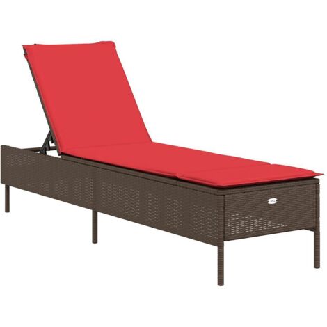 Sonnenliege mit Kissen Braun Poly Rattan vidaXL