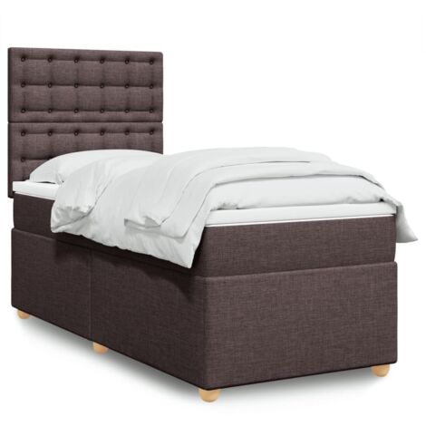 Boxspringbett mit Matratze Dunkelbraun 100x200 cm Stoff vidaXL