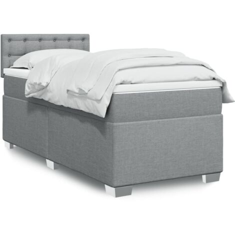 Boxspringbett mit Matratze Hellgrau 90x200 cm Stoff vidaXL (1/5)