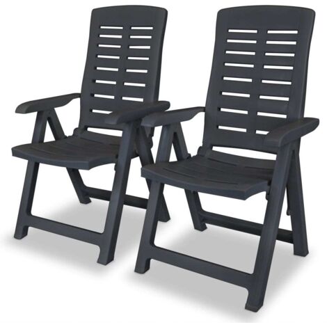 2 Stück verstellbare Gartenstühle Kunststoff Anthrazit