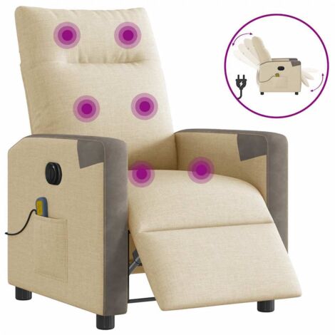 Massagesessel Elektrisch Creme Stoff vidaXL
