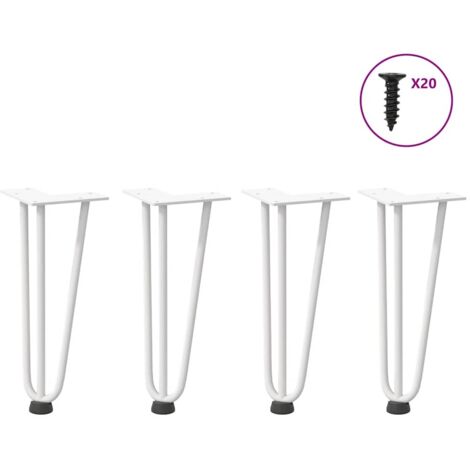 Haarnadelbeine für Couchtisch 4 Stk. Weiß 30 cm Massivstahl vidaXL