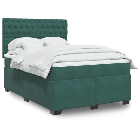 Boxspringbett mit Matratze Dunkelgrün 140x190 cm Samt vidaXL (1/5)