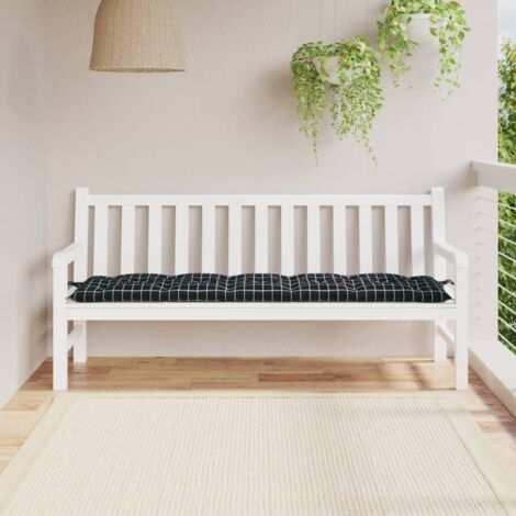 Gartenbankkissen schwarz kariert 180x50x7cm Oxfordstoff