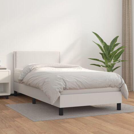 Boxspringbett mit Matratze Weiß 100x200 cm Kunstleder vidaXL