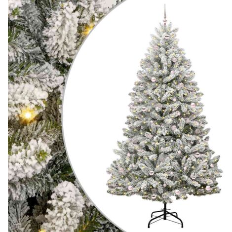 Künstlicher Weihnachtsbaum Grün und Weiß 270 cm PVC und Metall vidaXL