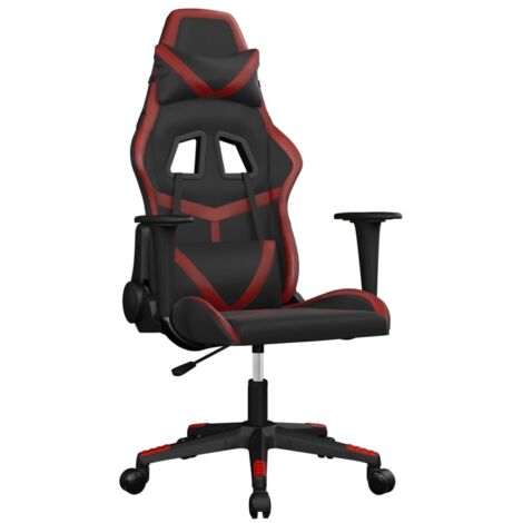 vidaXL Gaming-Stuhl mit Massagefunktion Schwarz und Bordeaux Rot Kunstleder
