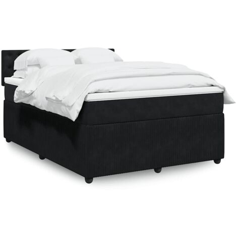 vidaXL Lattenrostbett mit Matratze Schwarz 140x200 cm Samt