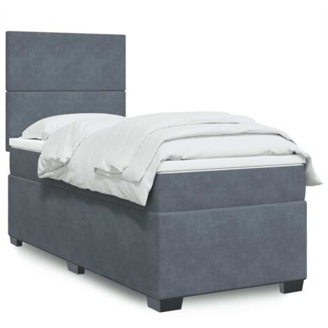 vidaXL Bettgestell mit Lattenrost und Matratze Dunkelgrau 90x190 cm Velvet
