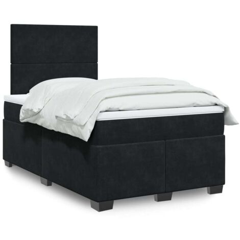 Lattenrostbett mit schwarzem Matratze 120x190 cm Samt