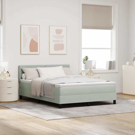 Boxspringbett mit Matratze Hellgrau 160 x 200 cm Stoff vidaXL