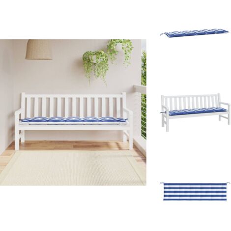vidaXL Gartenbank-Auflage Blau & Weiß Gestreift 180x50x7 cm