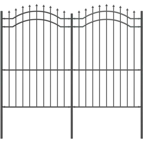 Gartenzaun Grau 215 cm Pulverbeschichteter Stahl vidaXL